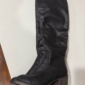 SO Black Over the Knee Boots with Chunky Heel